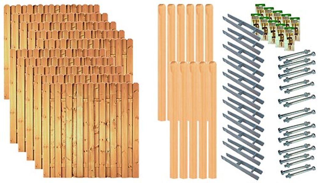 Tetzner & Jentzsch Bohlenzaun »Los Angeles 8« 10 Elemente, LxH: 1899x180 cm günstig online kaufen