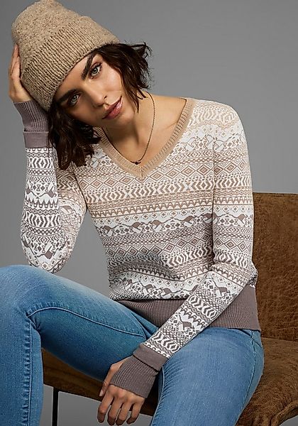 KangaROOS Jacquardpullover im Norweger-Muster mit kleinen Kängurus günstig online kaufen