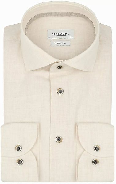 Profuomo Hemd Leinen Blend Ecru - Größe 40 günstig online kaufen