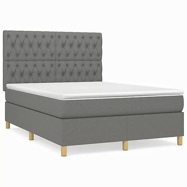 furnicato Bettgestell Boxspringbett mit Matratze Dunkelgrau 140x200 cm Stof günstig online kaufen