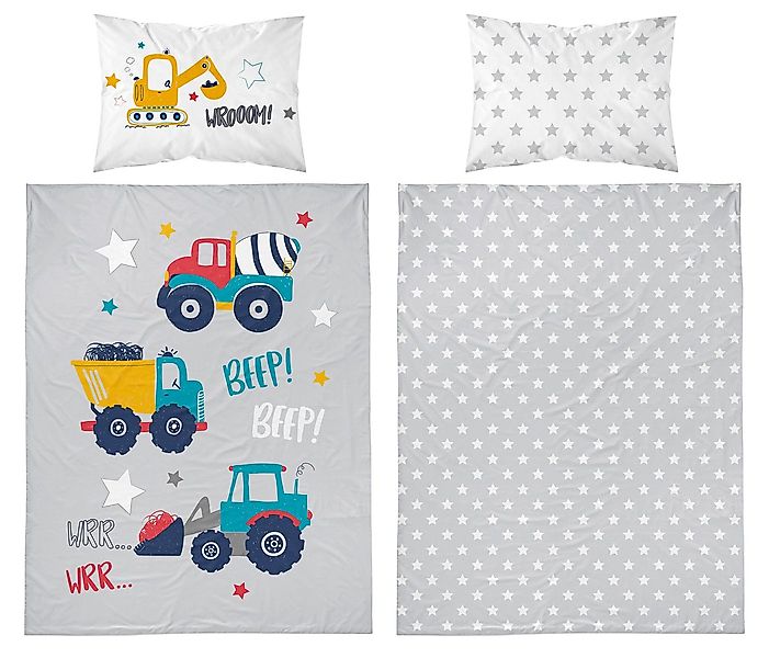 Detexpol Babybettwäsche Set Baumaschinen 2tlg. 100% Baumwolle Größe: 100x13 günstig online kaufen