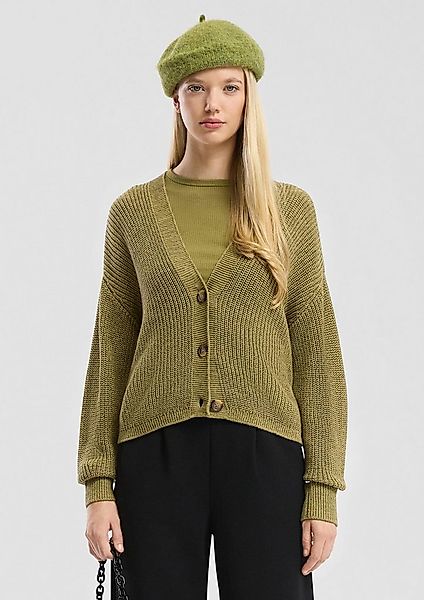 QS Cardigan Strickjacke Melierte Strickjacke aus Baumwollmix günstig online kaufen