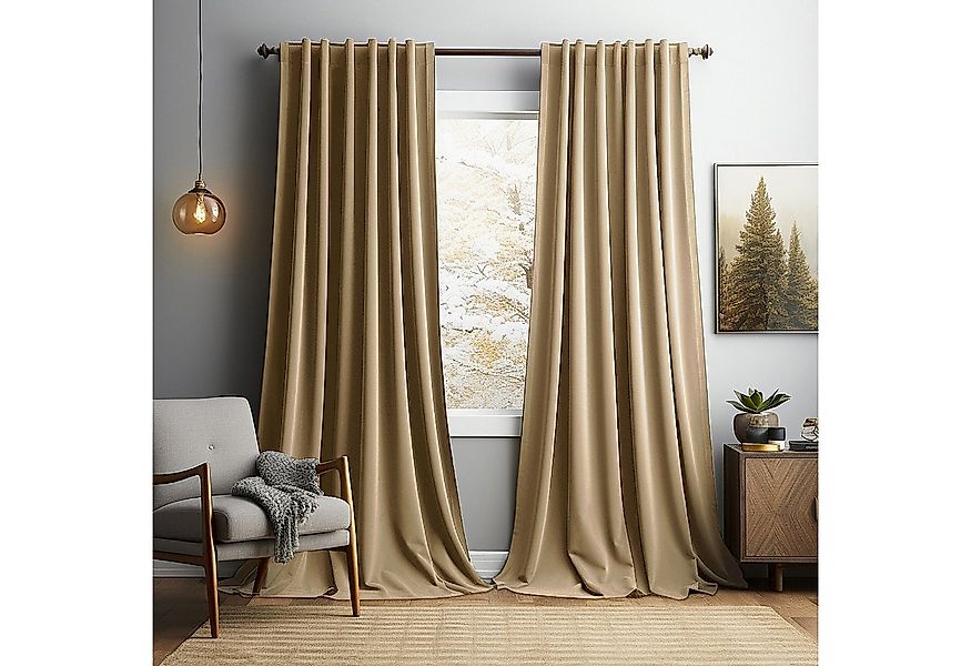 Jibenhome Gardine 2er Verdunkelungsvorhang Kräuselband, Dicken Thermovorhan günstig online kaufen