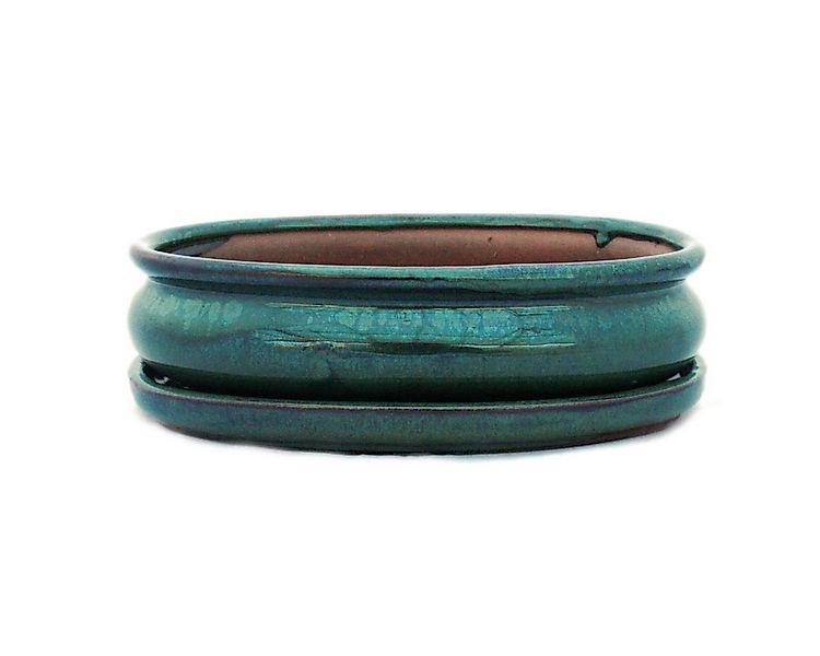 Exotenherz Pflanzschale Bonsai-Schale mit Unterteller Gr. 3 - Grün oval - M günstig online kaufen