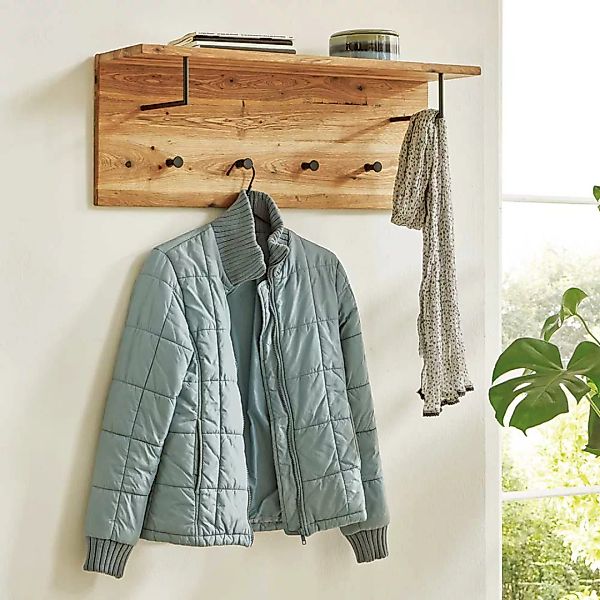 Garderobe Massivholz aus Eiche geölt Hutablage und Stangen günstig online kaufen