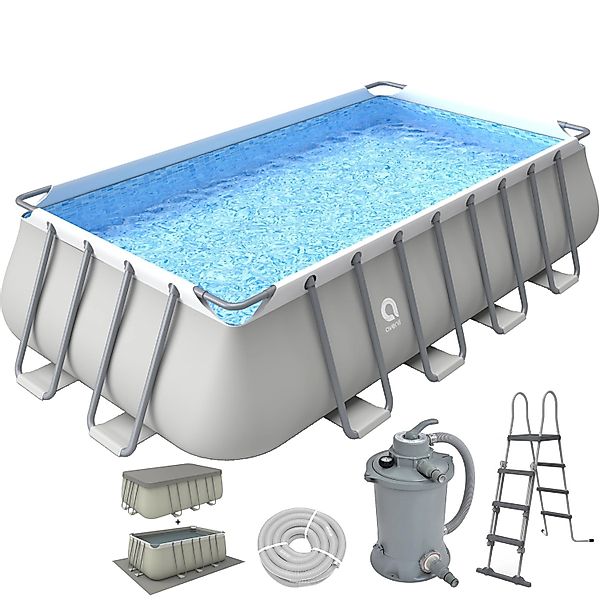 Avenli Frame Plus Stahlrahmenpool Set Rechteckig 549 x 305 x 122 cm Grau mi günstig online kaufen