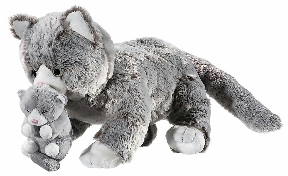 Heunec Plüschtier  Katze mit Baby ¦ grau ¦ Maße (cm): B: 14 H: 15 Baby > Sp günstig online kaufen