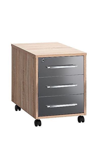 Maja Möbel Rollcontainer 1716 3-Schub, Edelbuche, Fronten weiß hochglanz günstig online kaufen