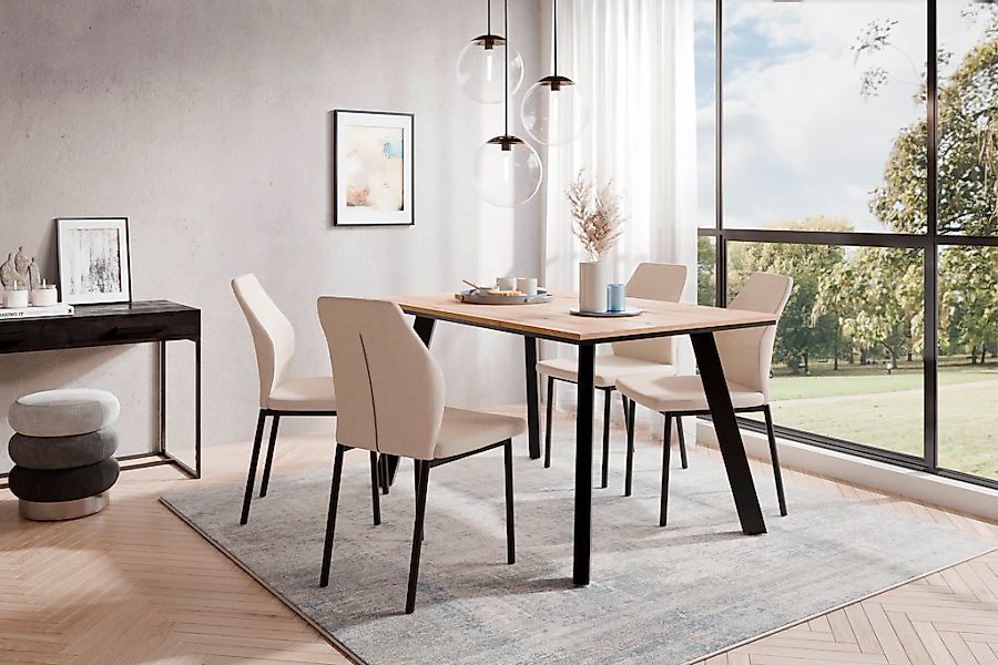 OTTO home Esstisch "Genf, extra viel Beinfreiheit, natürliches Eichedekor", günstig online kaufen