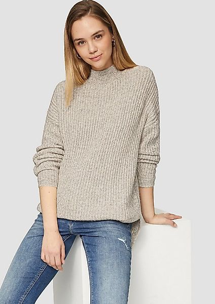 QS Longpullover Strickpullover Weicher Strickpullover mit Rippstruktur günstig online kaufen