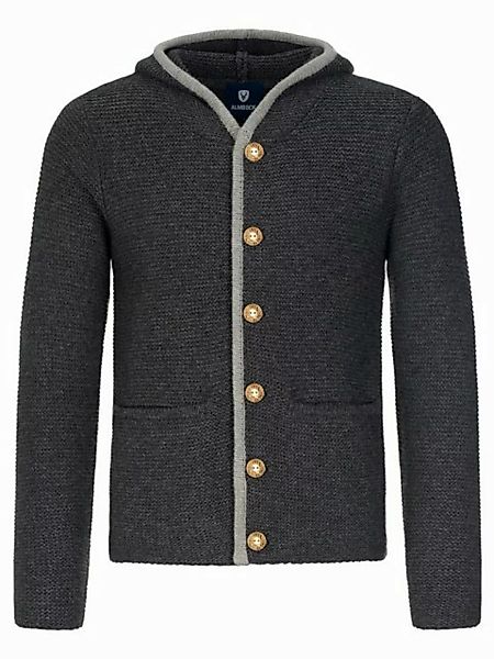 Almbock Trachtenstrickjacke Strickjacke Bavaria (1-tlg) anthrazit mit Kapuz günstig online kaufen