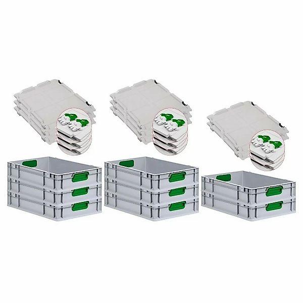PROREGAL Spar Set 8x Eurobox Nextgen Color Mit Scharnierdeckel & Schiebesch günstig online kaufen