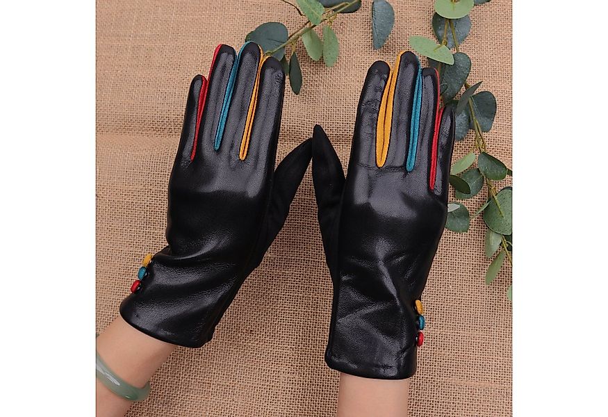MIRROSI Lederhandschuhe Damen Touchscreen Handschuhe gefüttert Warm ONESIZE günstig online kaufen
