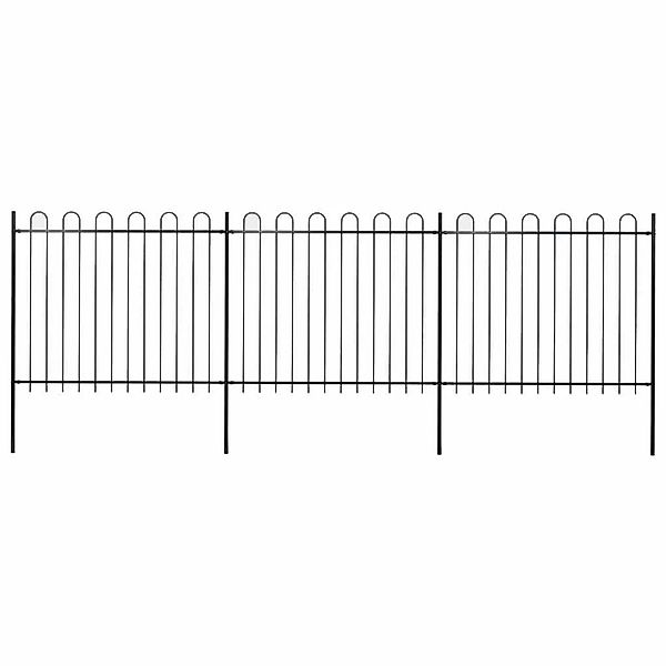 vidaXL Gartenzaun mit Rundbogen Stahl 537 x 150 cm Schwarz 277676 günstig online kaufen