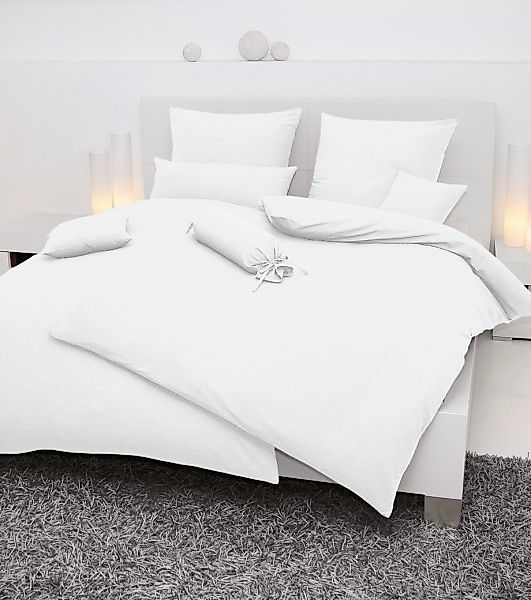Janine Janine Mako-Soft-Seersucker Bettwäsche PIANO 0125 weiß Größe:  40x40 günstig online kaufen