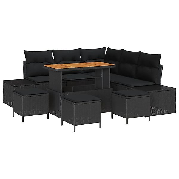 vidaXL Garten-Sofa-Set mit Speicher 9-Tlg Schwarz Poly Rattan 3364739 günstig online kaufen