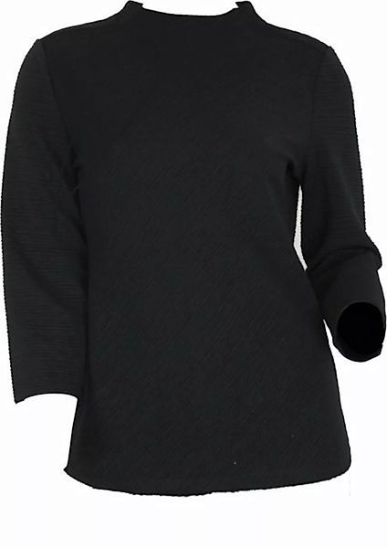 Iwie Rundhalsshirt black Stripe strukturiertem Streifen günstig online kaufen