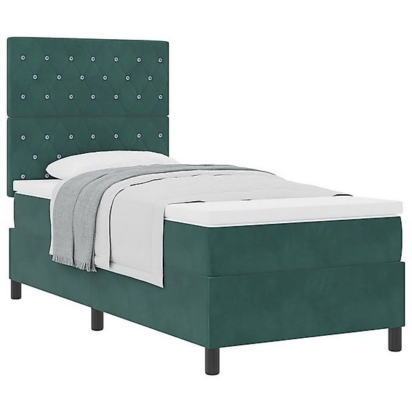 vidaXL Bett Boxspringbett mit Matratze Dunkelgrün Einzelvelours (1-tlg) günstig online kaufen