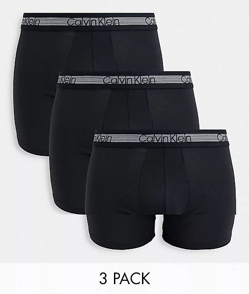 Calvin Klein – Unterhosen mit Logo-Aufdruck am Bund in Schwarzgrau im 3er-P günstig online kaufen