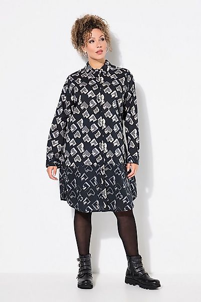 Ulla Popken Longbluse Longbluse Herzen A-Linie Hemdkragen Langarm günstig online kaufen