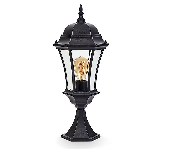 hofstein Pollerleuchte Sockelleuchte aus Metall/Glas in Schwarz/Klar, ohne günstig online kaufen