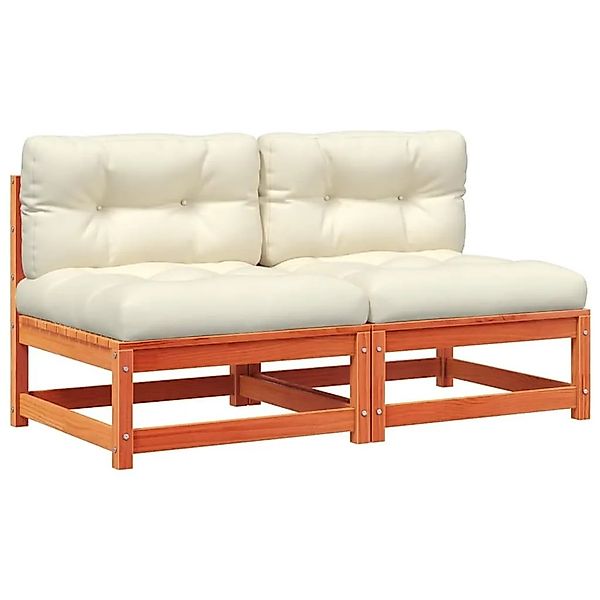 vidaXL Gartensofas ohne Armlehnen mit Kissen 2 Stk Wachsbraun Holz 838090 günstig online kaufen