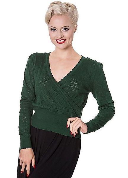 Banned Strickpullover Basic Instinct Grün Vintage Rockabilly Wickeltop günstig online kaufen