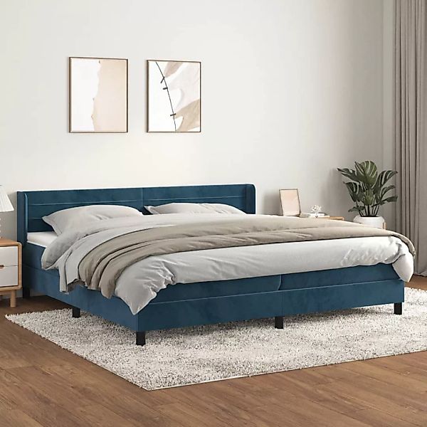 Vidaxl Boxspringbett Mit Matratze Dunkelblau 200x200 Cm Samt günstig online kaufen