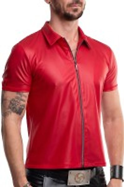 Wetlook Poloshirt mit Reißverschluss - Rot günstig online kaufen