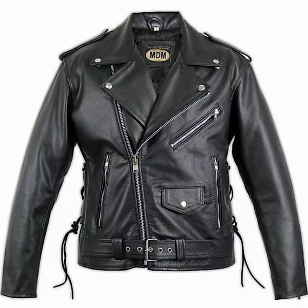 MDM Motorradjacke Klassische Motorrad Biker Lederjacke mit Reverskragen Ink günstig online kaufen