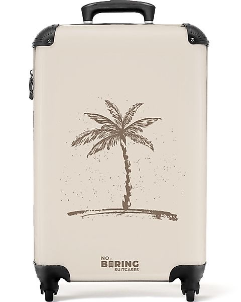 NoBoringSuitcases.com© Hartschalen-Trolley Beige mit brauner Palme günstig online kaufen