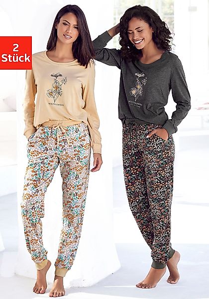 Vivance Dreams Pyjama 2 Stück, 4 Stk. tlg., mit Frontdruck günstig online kaufen