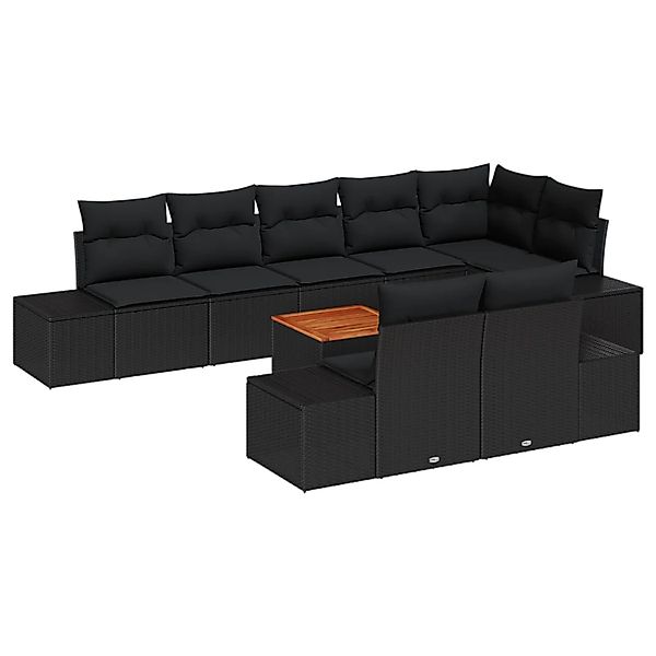 vidaXL Garten-Sofa-Set 9-Tlg Schwarz 3356644 günstig online kaufen