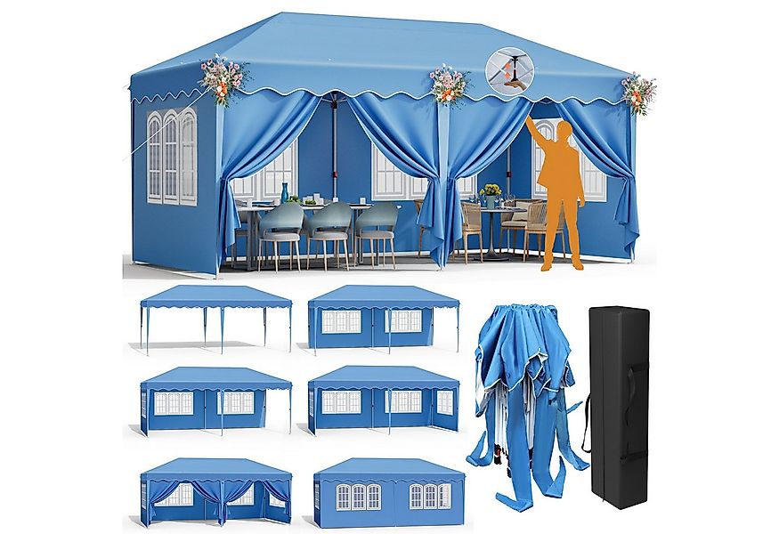 TLGREEN Faltpavillon Pavillon 3x6 mit 6 Seitenteilen, mit 6 Seitenteilen, ( günstig online kaufen