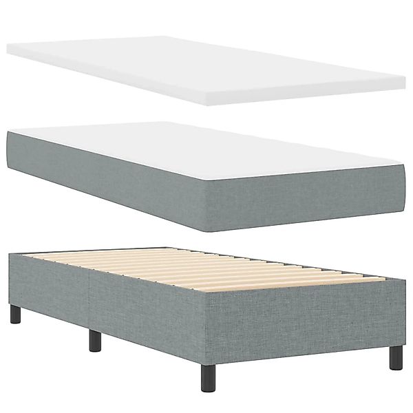 vidaXL Boxspringbett mit Matratze Hellgrau 90 x 200 cm Stoff 3342837 günstig online kaufen