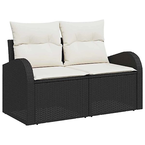vidaXL Garten-Sofa-Set mit Kissen 13-Tlg Schwarz Poly Rattan 3362455 günstig online kaufen