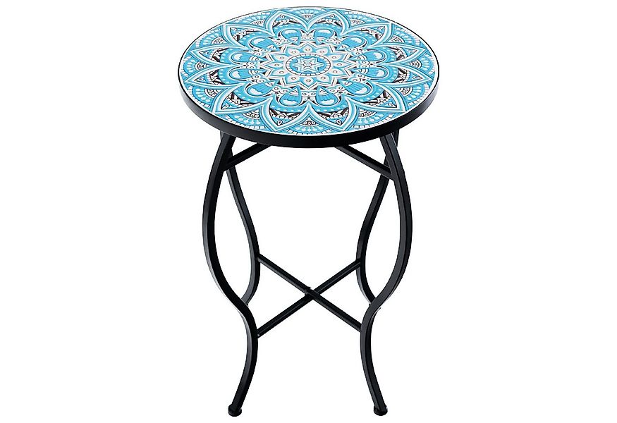 COSTWAY Gartentisch, Mosaiktisch rund aus Metall & Keramik, ∅30x50cm günstig online kaufen