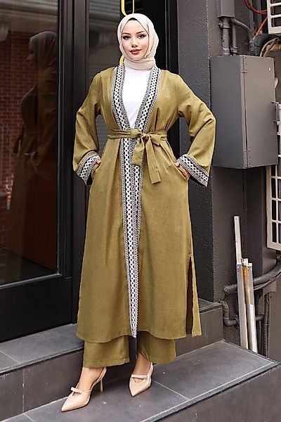 MODAMİHRAM Blusentop Ethnisches Druck Kimono Set Olive MSW19251-4 günstig online kaufen