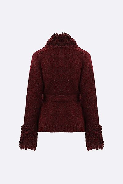 Strickjacke mit Fransen und Bindegürtel günstig online kaufen