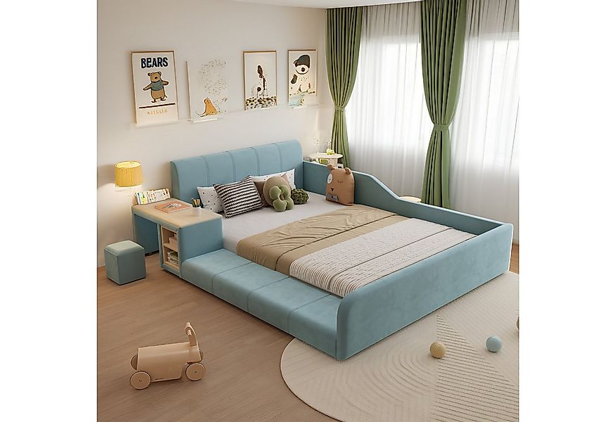 OKWISH Polsterbett Kinderbett Funktionsbett (mit Schreibtisch, Hocker und S günstig online kaufen