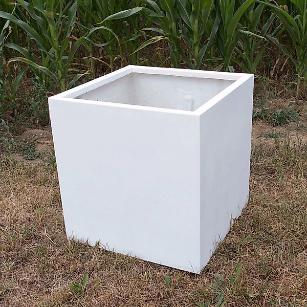Elegant Einrichten Pflanzkübel Fiberglas Quadratisch 90x90x90cm Perlmutt-We günstig online kaufen