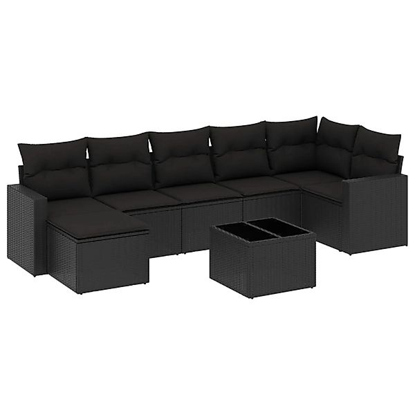 vidaXL 8-tlg Garten-Sofagarnitur mit Kissen Schwarz Poly Rattan Modell 42 günstig online kaufen