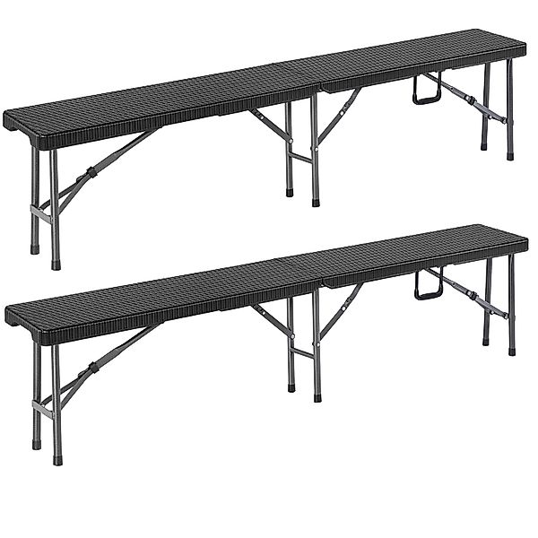 Rattanbänke Malmö 2er-Set Schwarz 180cm günstig online kaufen