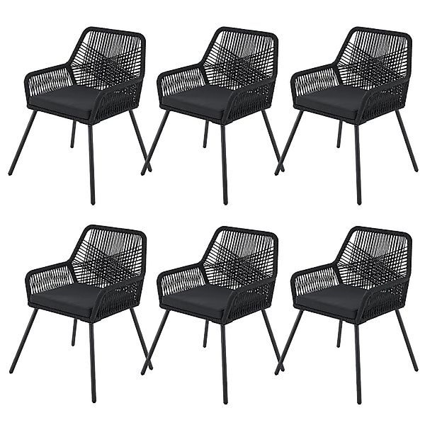 Juskys Rope Gartenstühle Kastos 6er Set Schwarz günstig online kaufen