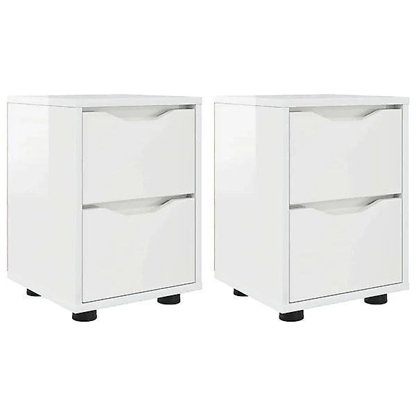 vidaXL Nachttische 2 Stk Hochglanz Weiß 30,5 x 30 x 43 cm 888806 günstig online kaufen