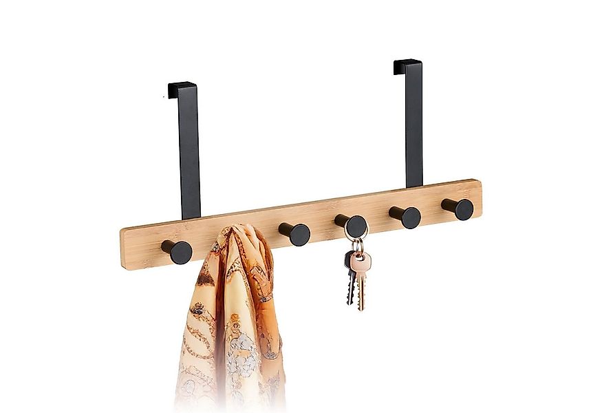 relaxdays Türgarderobe mit 6 Hake, Türen, schwarz günstig online kaufen
