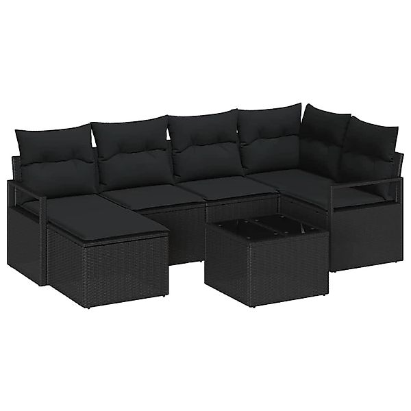 vidaXL Garten-Sofa-Set 7-Tlg Schwarz Poly Rattan 3346463 günstig online kaufen