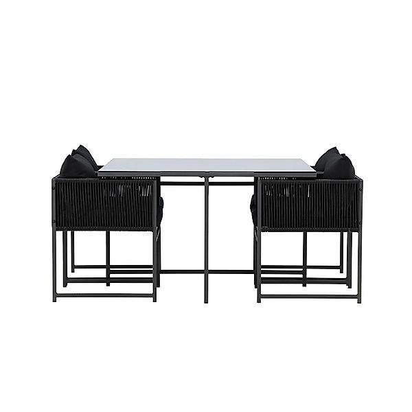 ebuy24 Noto Gartenset 1 Esstisch 2 Stühle Schwarz Tisch cm H73xB120xT120 St günstig online kaufen