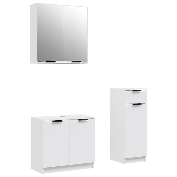 vidaXL 3-tlg. Badmöbel-Set Weiß Holzwerkstoff Modell 7 günstig online kaufen