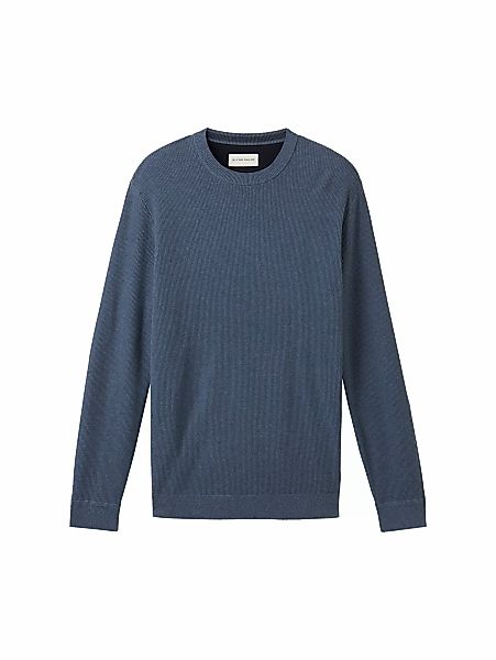 Tom Tailor Rundhalspullover Structured Knit blau günstig online kaufen